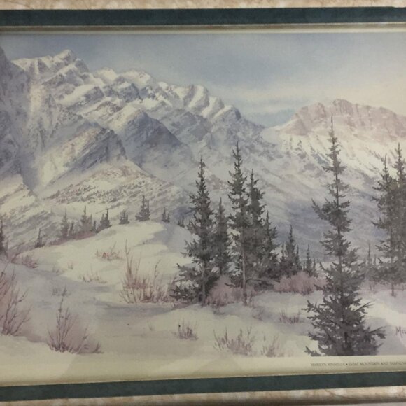 Marilyn Kinsella* Goat Mountain And Yamnuska Landscape Watercolor Print* 11x9" - Picture 1 of 8